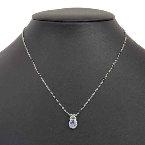Necklace PtPlatinum/Blue Topaz/diamond 4.9g Women